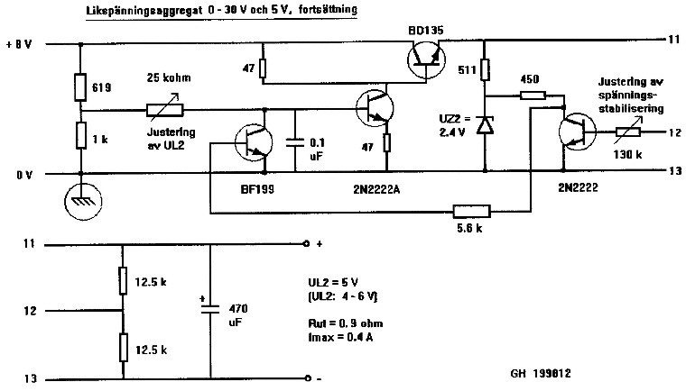 Likspänningsapparat 0-30 V och 5 V, från år 1998, 3