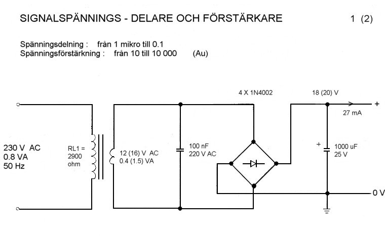 Mätkrets Signalspänningsdelare och förstärkare, från år 2000