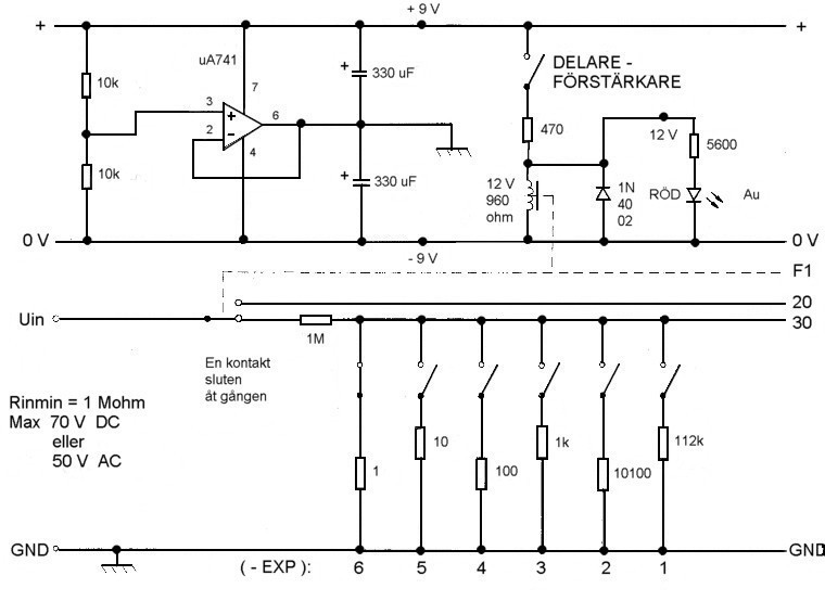 A Measuring Circuit of Signal Divider and Signal Amplifier, from the year 2000, 2