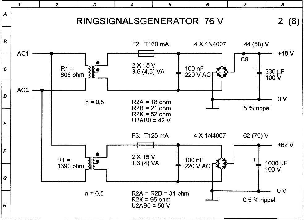 A Measuring Circuit of Ring Generator 76 V, from the year 2007, 2