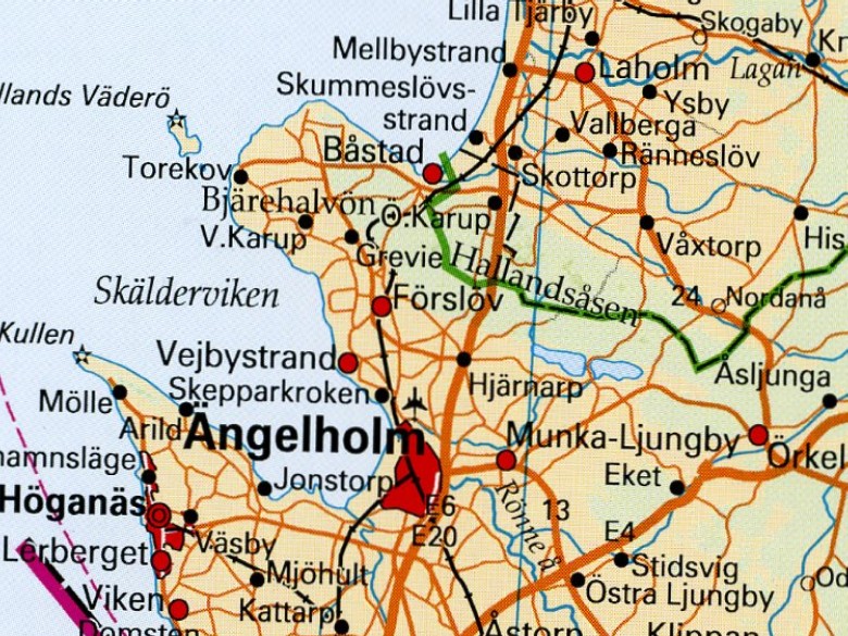 Karta över nordvästra Skåne