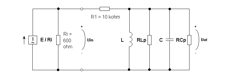 Ekvivalent beräkningsschema till parallellresonanskretsen