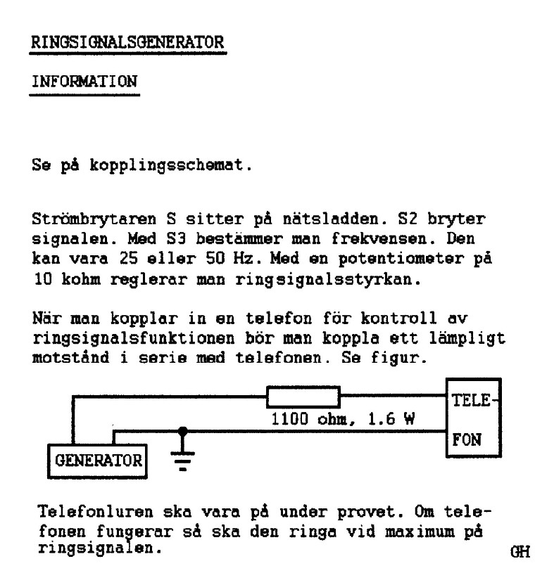 Mätkrets Ringsignalsgenerator 34 V, från år 1998, 3