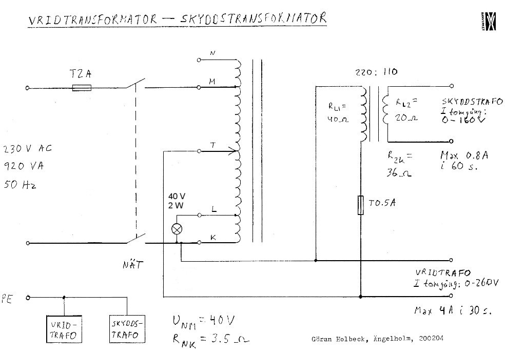 Vridtrafo 0-260 V från år 2002
