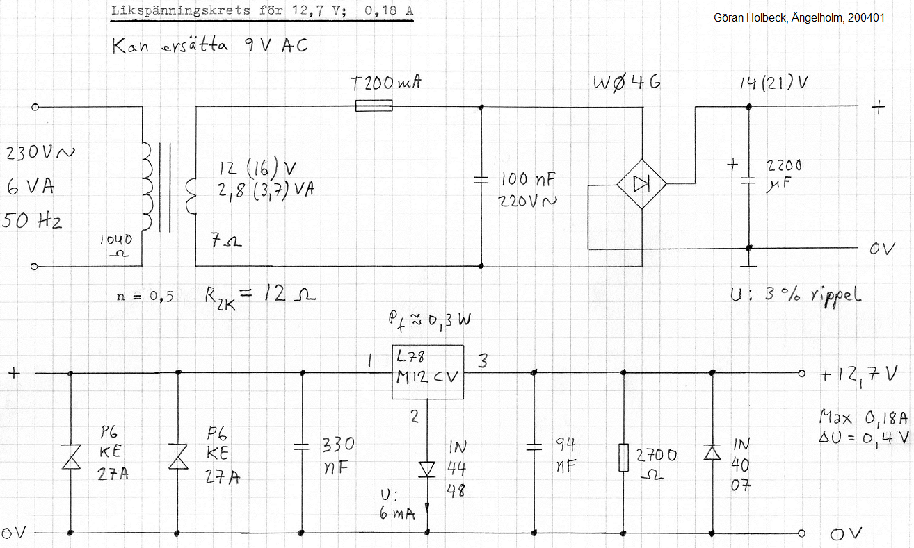 Likspänningskrets 12,7 volt från år 2004