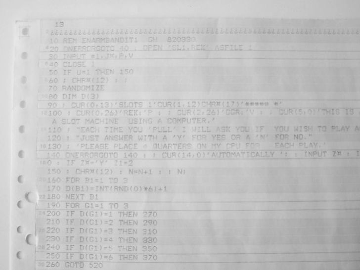 A computer program which is written in BASIC for the computer ABC80. Date: 03/30/82