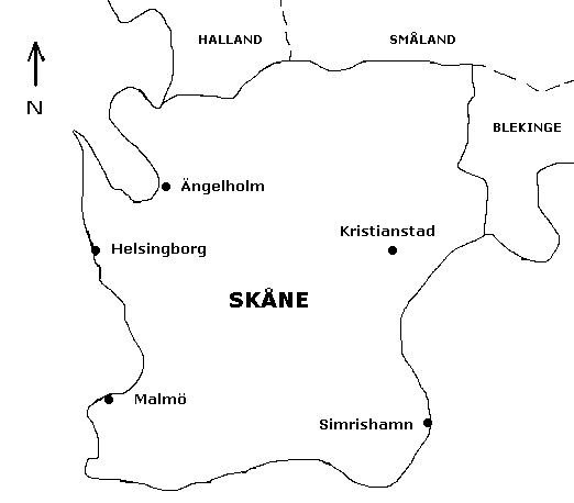 Skiss över Skåne